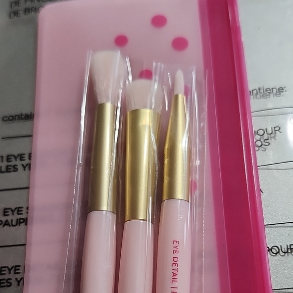 Pink Makeup Mini Essential Brush Set with Pouch Eye Blender Shadow Detail - Picture 2 of 5